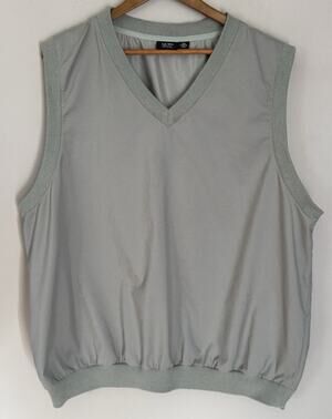AKWA Golf Vest 2XL Tan Sleeveless V Neck Windbreaker Pullover Made In USA